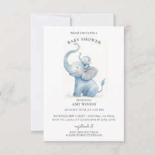 Invitación Cute Watercolor Elephant Baby Shower