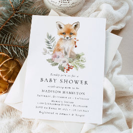 Invitación Cute Watercolor Fox Winter Baby Shower
