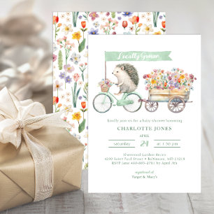 Invitación Cute Watercolor Hedgehog Baby Shower