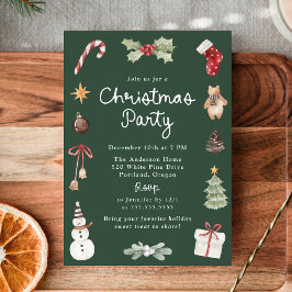 Invitación Cute Watercolor Illustrations Christmas Party