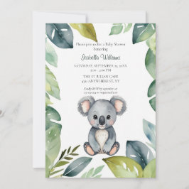 Invitación Cute Watercolor Koala Bear Baby Shower