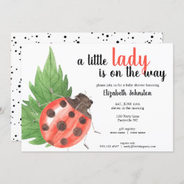 Invitación Cute Watercolor Ladybug Baby Shower