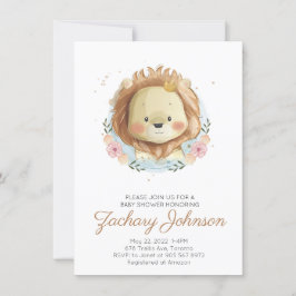 Invitación Cute Watercolor Lion Baby Shower