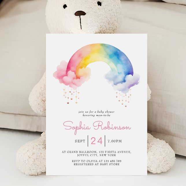 Invitación Cute Watercolor Modern  Rainbow Baby Shower (Subido por el creador)