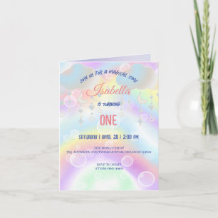 Invitación Cute Watercolor pastel Unicornios Aniversario del