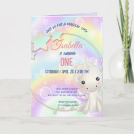 Invitación Cute Watercolor pastel Unicornios Aniversario del