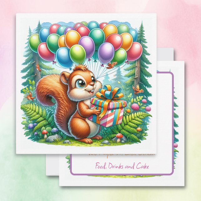 Invitación Cute Watercolor Personalizado Squirrel cumpleaños (Subido por el creador)