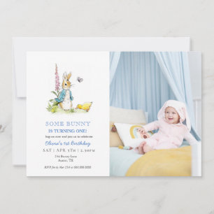 Invitación Cute Watercolor Peter Rabbit 1º cumpleaños