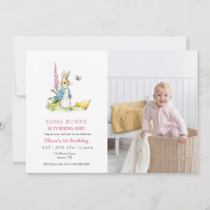 Invitación Cute Watercolor Peter Rabbit 1º cumpleaños