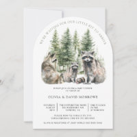 Cute Watercolor Raccoon Padres Baby Shower