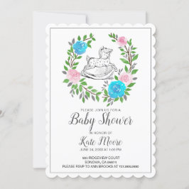 Invitación Cute Watercolor Rocking Horse Baby Shower