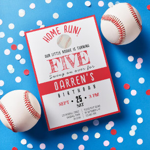 Invitación Cute Watercolor Rookie Béisbol Cumpleaños