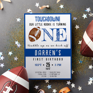 Invitación Cute Watercolor Rookie Football Boy Primer cumplea