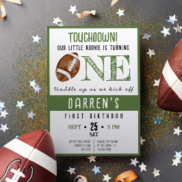 Invitación Cute Watercolor Rookie Fútbol Primer Cumpleaños