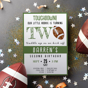 Invitación Cute Watercolor Rookie Fútbol Segundo Cumpleaños