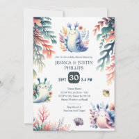 Cute Watercolor Sea Slugs Baby Shower