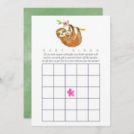 Invitación Cute Watercolor Sloth tema Bingo Baby Shower
