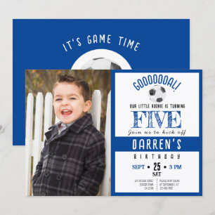 Invitación Cute Watercolor Soccer Photo Birday