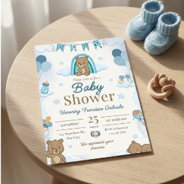 Invitación Cute Watercolor Teddy Bear Baby Shower Invitation