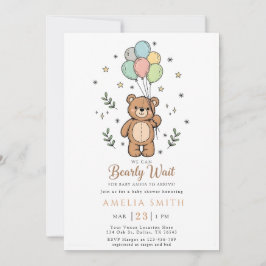 Invitación Cute Watercolor Teddy bear Illustration babyshower