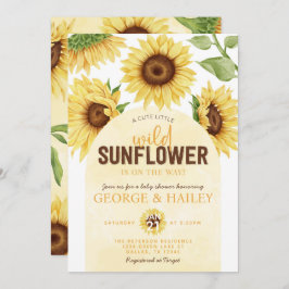 Invitación Cute Watercolor Wild Sunflower Baby Shower