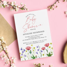 Cute Watercolor Wildflower Baby Shower