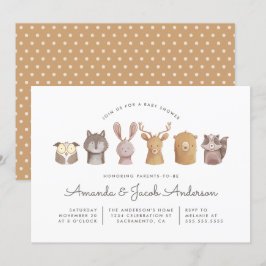 Invitación Cute Watercolor Woodland Animals Baby Shower