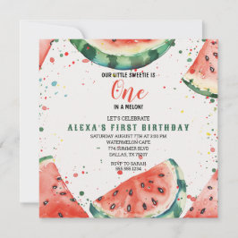 Invitación Cute Watermelon Pun primer cumpleaños