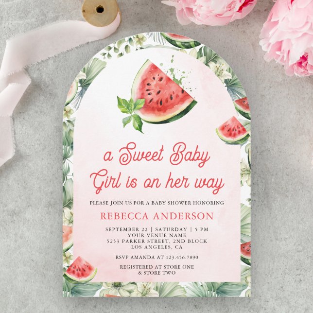 Invitación Cute Watermelon Sweet Baby Arch Baby Shower (Subido por el creador)