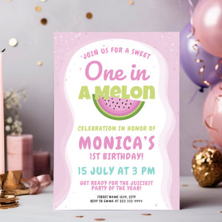 Invitación Cute Watermelon Tema Cumpleaños