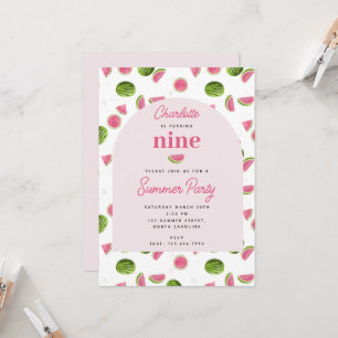 Invitación Cute Watermelon verano Chica rosa cumpleaños