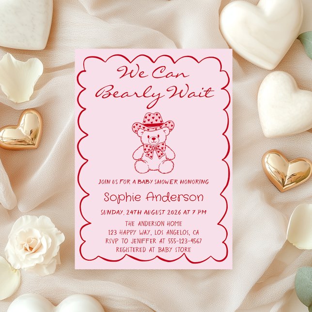 Invitación Cute We Can Bearly Wait Teddy Bear Baby Shower (Subido por el creador)