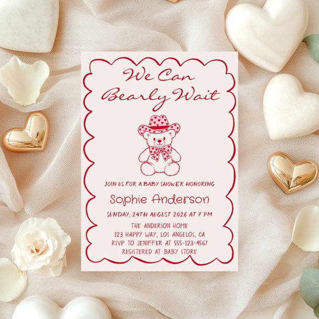 Invitación Cute We Can Bearly Wait Teddy Bear Baby Shower (Subido por el creador)