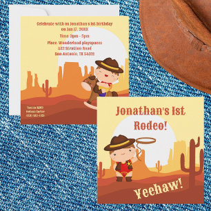 Invitación Cute Western Cowboy Primer rodeo Edad 1 cumpleaños