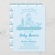 Cute Whale Baby Shower Océano género Neutral Azul