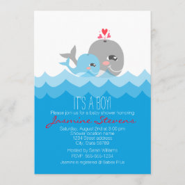 Invitación Cute Whale Boy Baby Shower