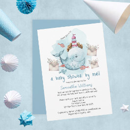 Invitación Cute Whale Boy Baby Shower Por Correo