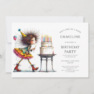 Invitación Cute Whimsical Chica Birthday Party