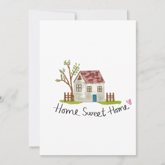 Invitación Cute Whimsical Hand-drawn Home Sweet Home (Anverso)