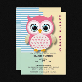 Invitación Cute Whimsical Pink Owl Baby Shower