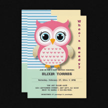 Cute Whimsical Pink Owl Baby Shower