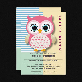 Invitación Cute Whimsical Pink Owl Baby Shower