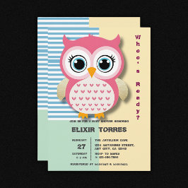 Invitación Cute Whimsical Pink Owl Baby Shower