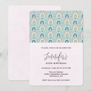 Invitación Cute Whimsical Rainbow Pattern Cumpleaños