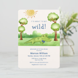 Invitación Cute Whimsical Wild Safari Crocodile Baby Shower 