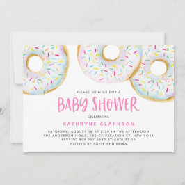 Invitación Cute White Watercolor Donuts Chica Baby Shower