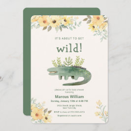 Invitación Cute Wild Botanical Safari Crocodile Baby Shower