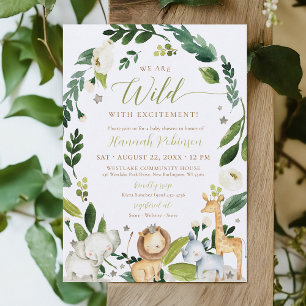Invitación Cute Wild Jungle Safari Animals Boy Baby Shower