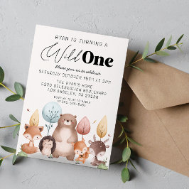 Invitación Cute Wild One Forest Woodland Animals Cumpleaños