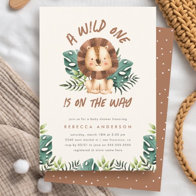 Invitación Cute Wild One Lion Jungle Safari Boy Baby Shower (Subido por el creador)